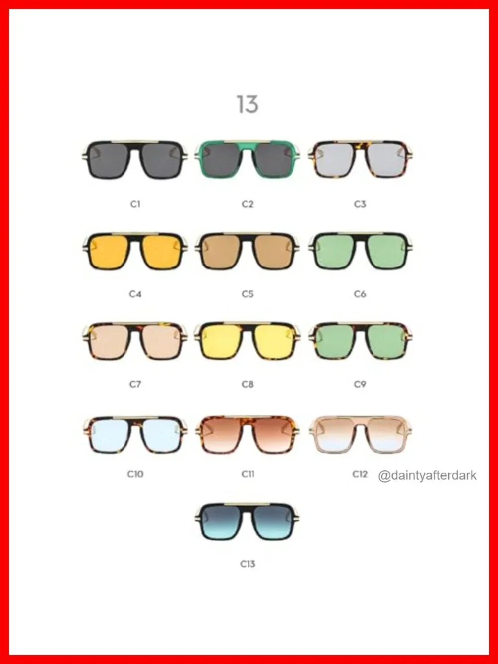 Vintage Oversized Retro Square Sunglasses Pilot UV400 Protection Shades